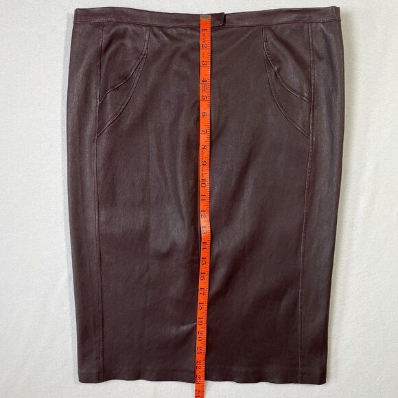 Sylvie Schimmel Paris Oxblood Lambskin Leather Pencil Skirt Size EU 42 - Picture 9 of 12